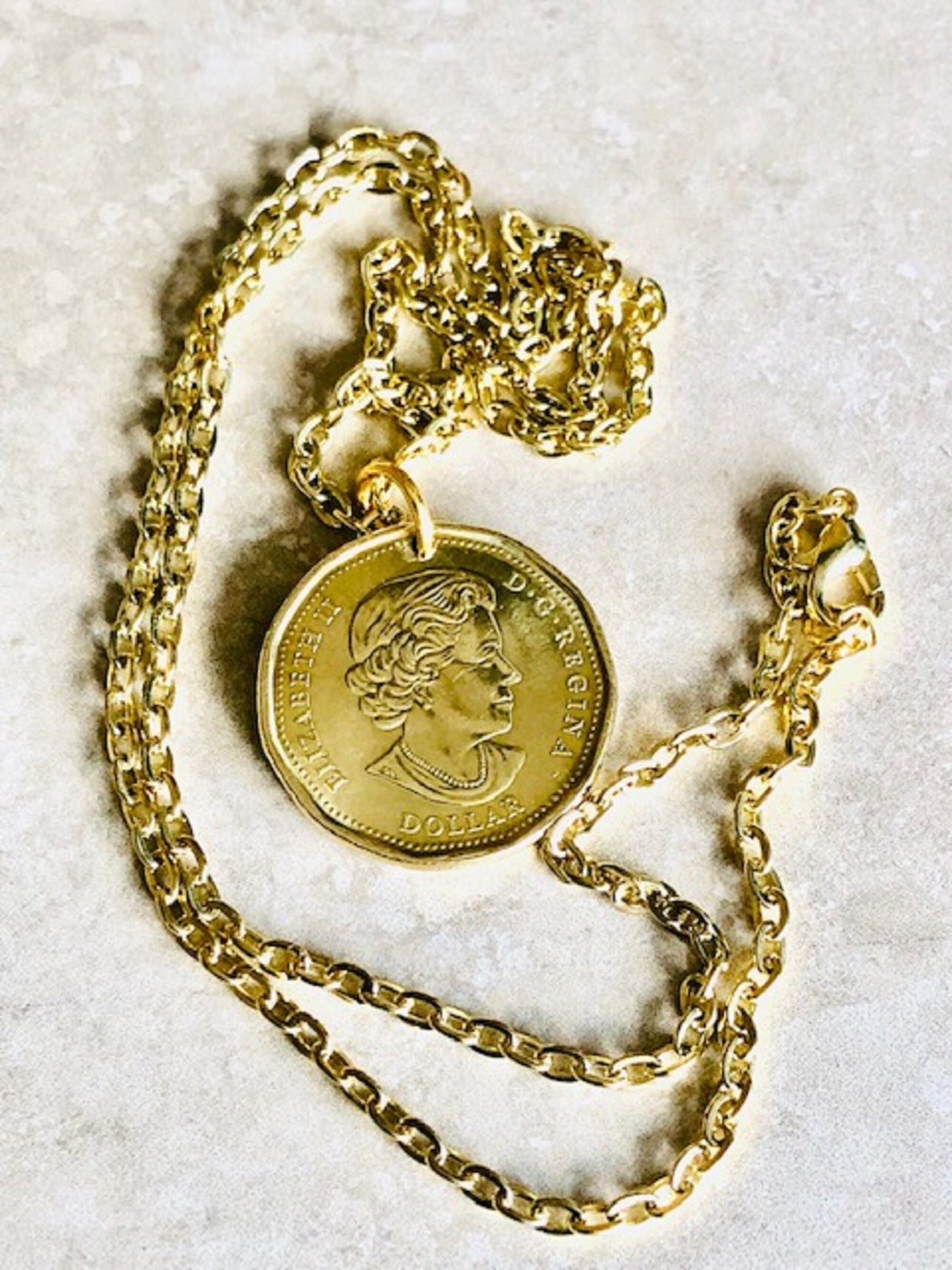 Canada Coin Necklace Pendant 2020 75th Anniversary Loon Dollar Loonie Custom Vintage Made Rare coins - Coin Enthusiast Fashion Handmade