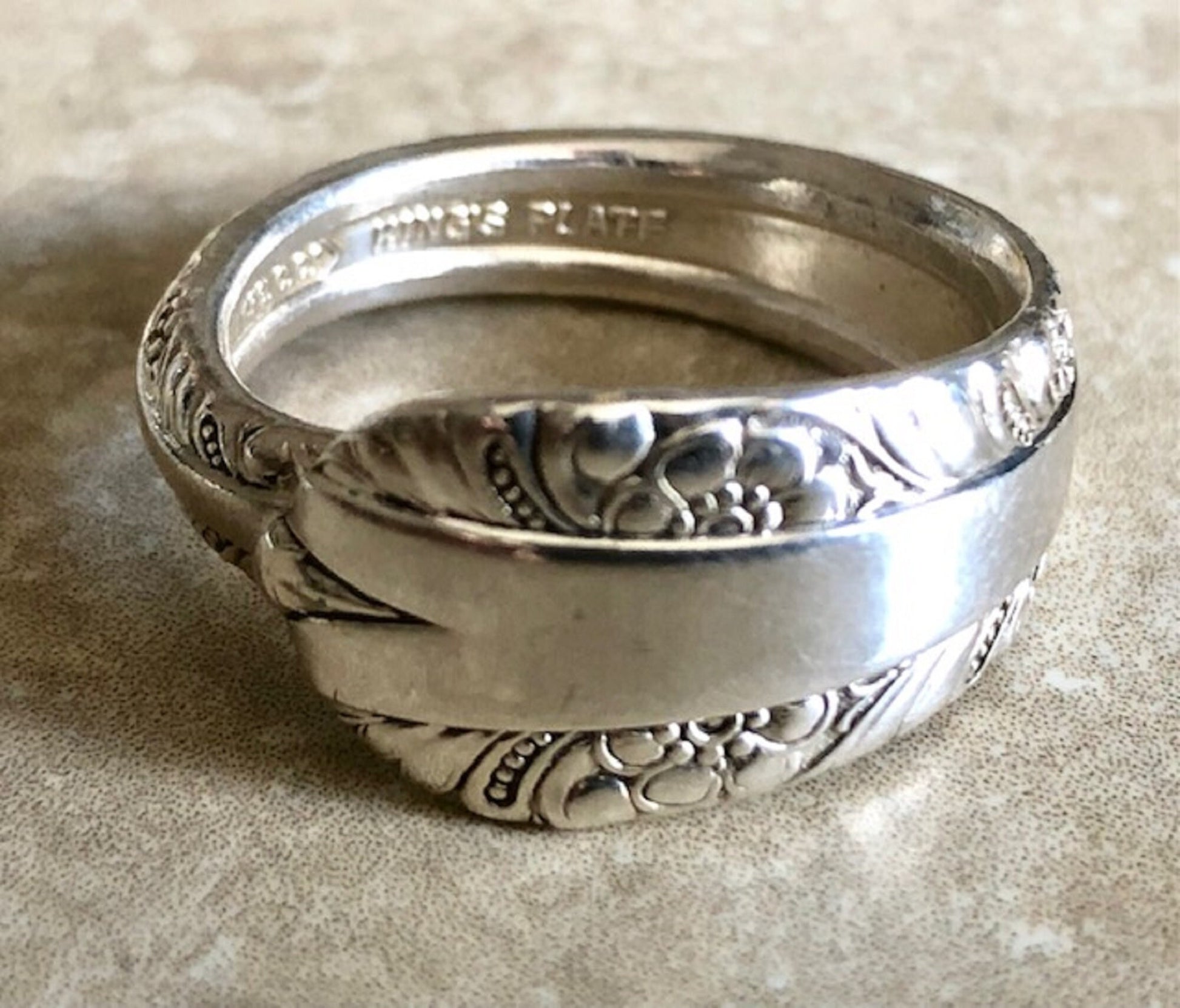 Kings Plate, Silver Plated, Spoon Ring, McGlashan, Clark Co Niagara Falls Ontario, Handmade