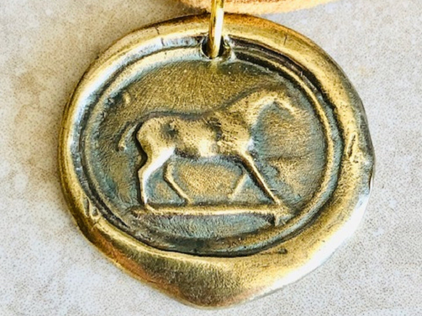 Blest Horse Brass Pendant Necklace - Protection and Luck - Jewelry From an Antique Silver Wax Seal - Jewelry From Charm Fascinations 110