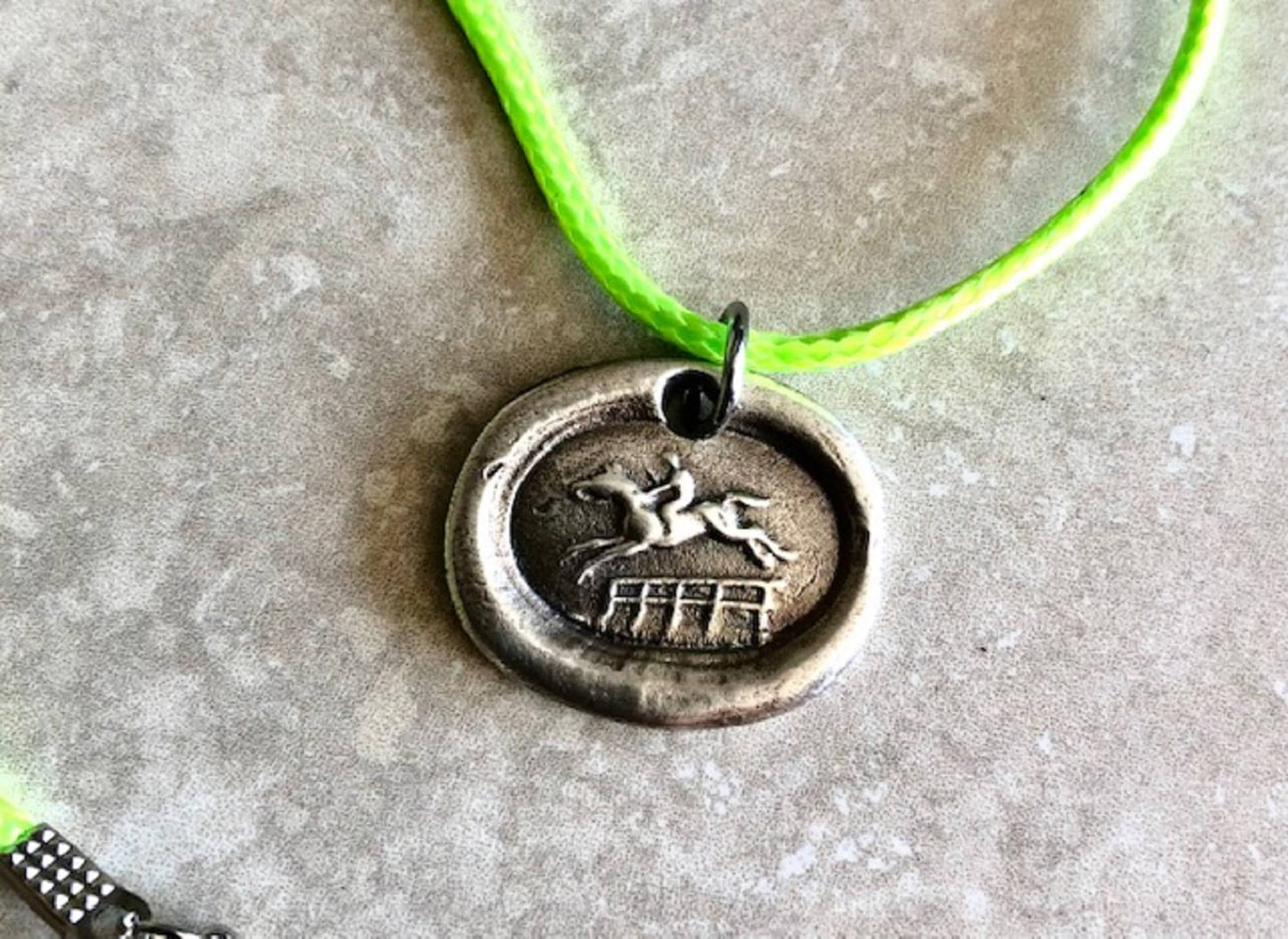 Silver Horse Protection and Good Fortune Pendant Necklace - Jewelry From an Antique Silver Wax Seal - Jewelry Charm Fascinations 120