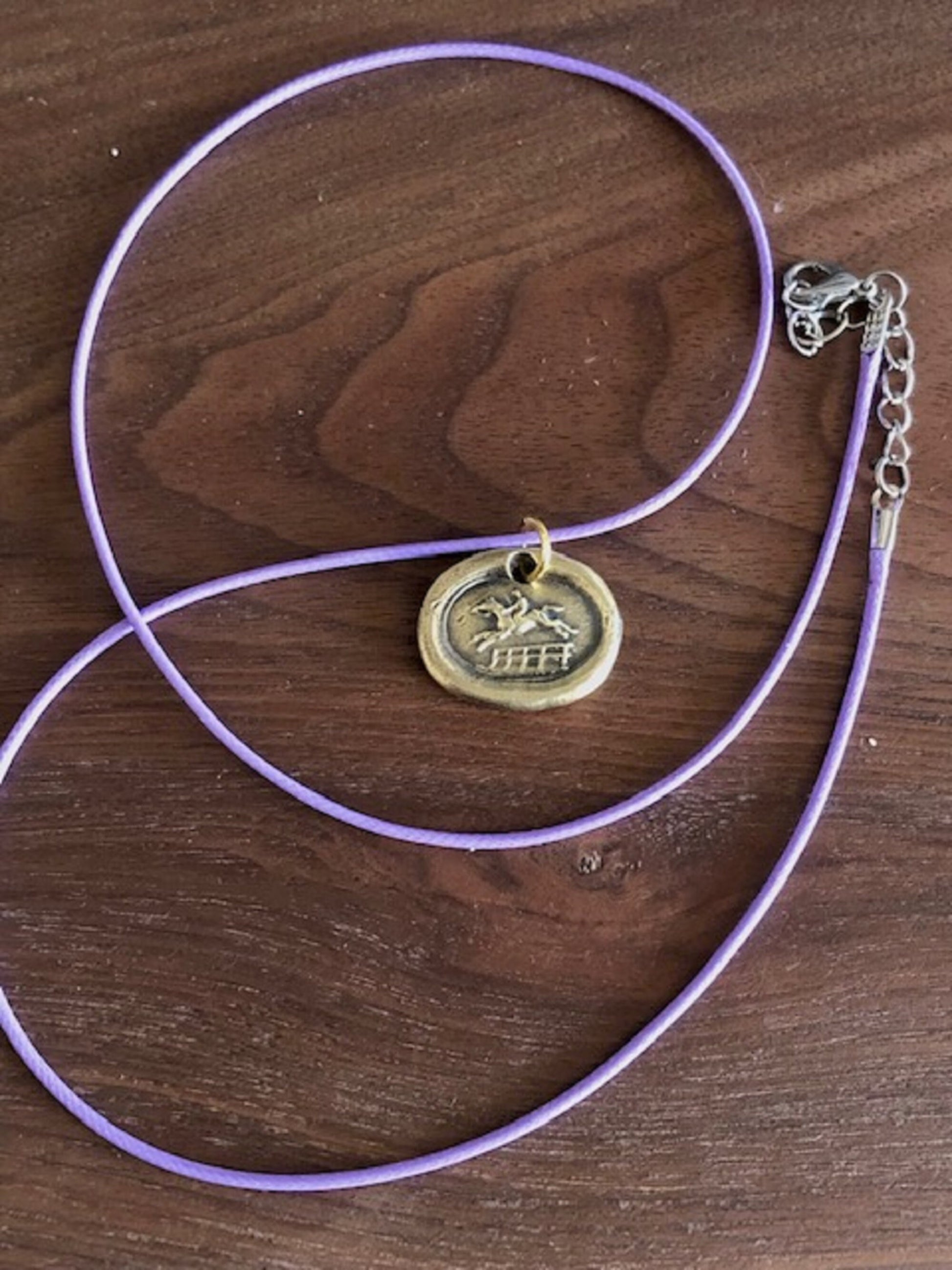 Brass Horse Protection and Good Fortune Pendant Necklace - Jewelry From an Antique Silver Wax Seal - Jewelry Charm Fascinations 120