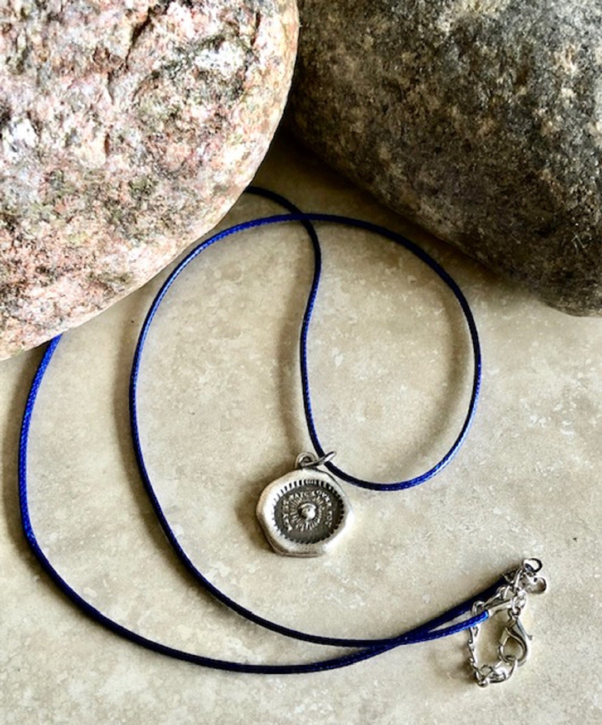 Evil Eye May It Watch Over You Silver Pendant Necklace - Protection Against Evil Jewelry From an Antique Wax Seal, Charm Fascinations 114