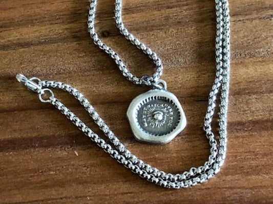Evil Eye May It Watch Over You Silver Pendant Necklace - Protection Against Evil Jewelry From an Antique Wax Seal, Charm Fascinations 114