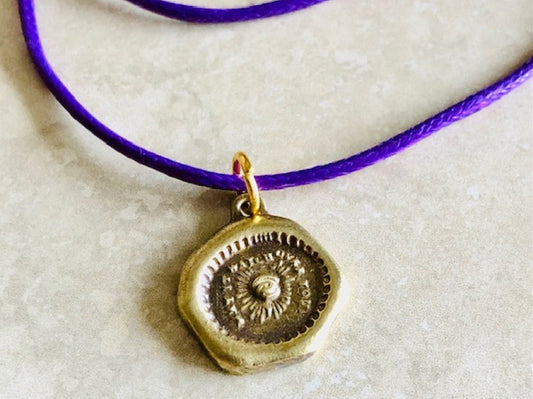 Evil Eye May It Watch Over You Brass Pendant Necklace - Protection Against Evil Jewelry From an Antique Wax Seal, Charm Fascinations 114