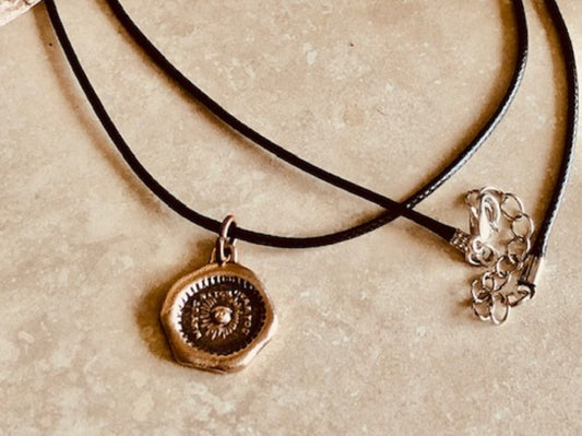Evil Eye May It Watch Over You Bronze Pendant Necklace - Protection Against Evil Jewelry From an Antique Wax Seal, Charm Fascinations 114