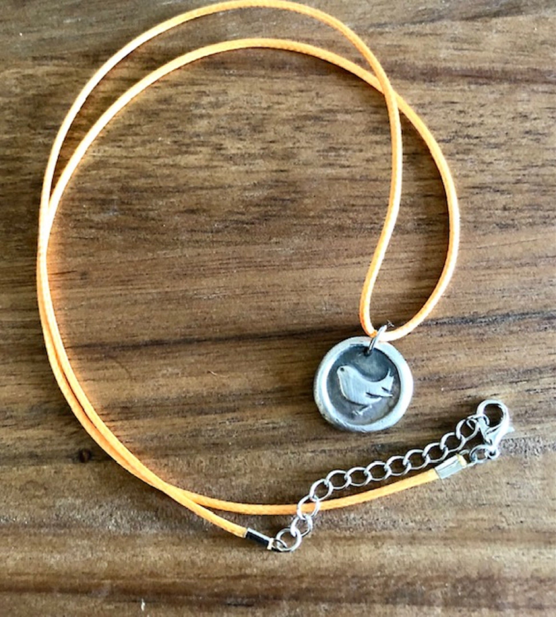 Silver Wren Pendant Necklace - A symbol of Strength, Will Power, Determination, Never Give Up, Success - Made From An Antique Wax Seal, 116