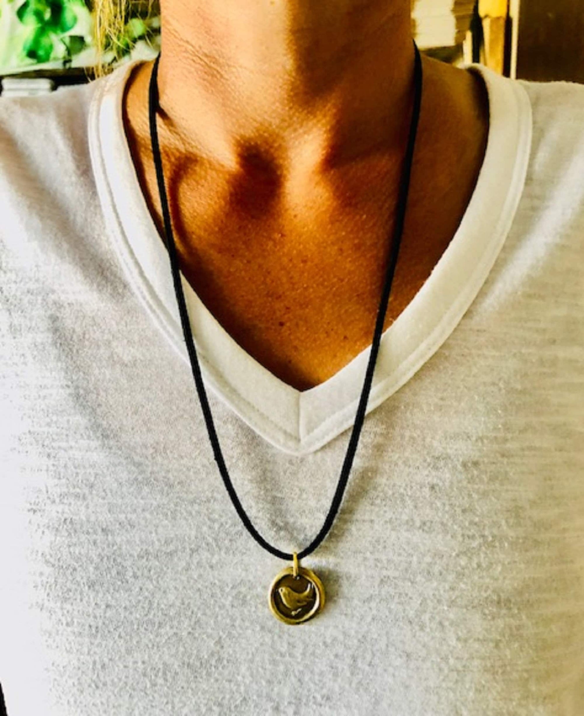 Brass Wren Pendant Necklace - Trust Wings, Strength, Will Power, Determination, Never Give Up, Success - Made From An Antique Wax Seal, 116