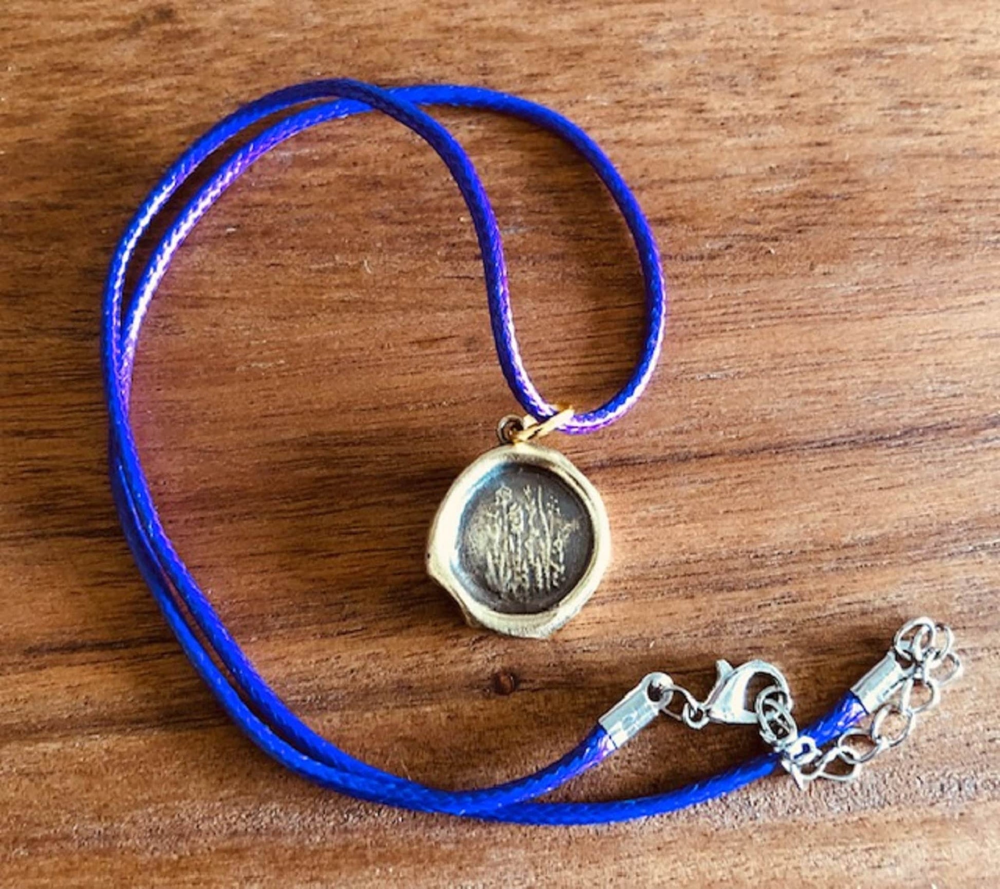 Brass Wild Flowers Pendant Necklace- Joy, Freedom, Run Wild, Free Spirit- Jewelry From An Antique Wax Seal- From Charm Fascinations 102