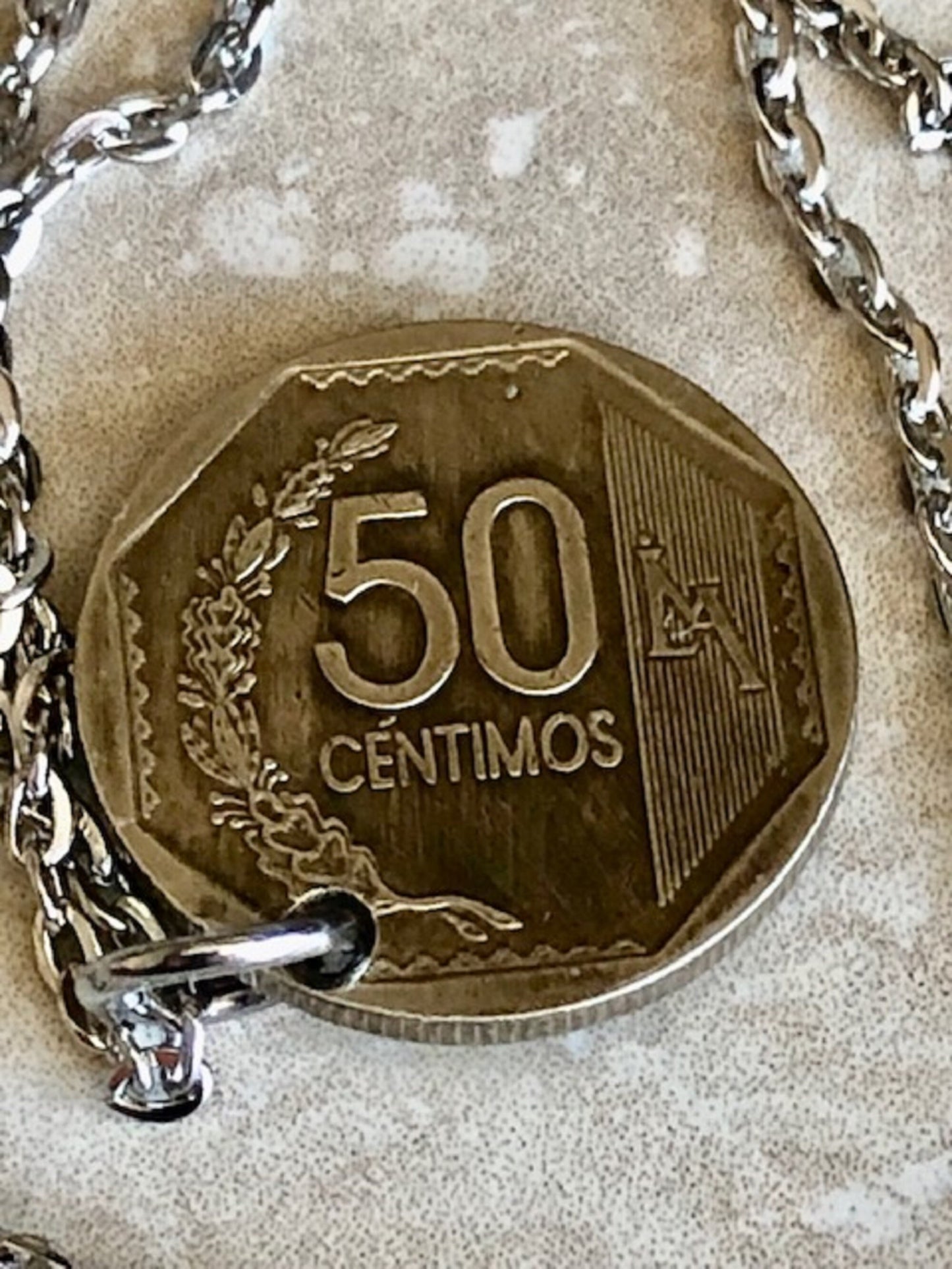 Peru Coin Pendant Peruvian 50 Centimos De Oro Personal Necklace Vintage Handmade Jewelry Gift Friend Charm For Him Her World Coin Collector