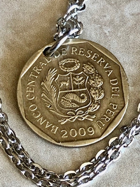 Peru Coin Pendant Peruvian 50 Centimos De Oro Personal Necklace Vintage Handmade Jewelry Gift Friend Charm For Him Her World Coin Collector