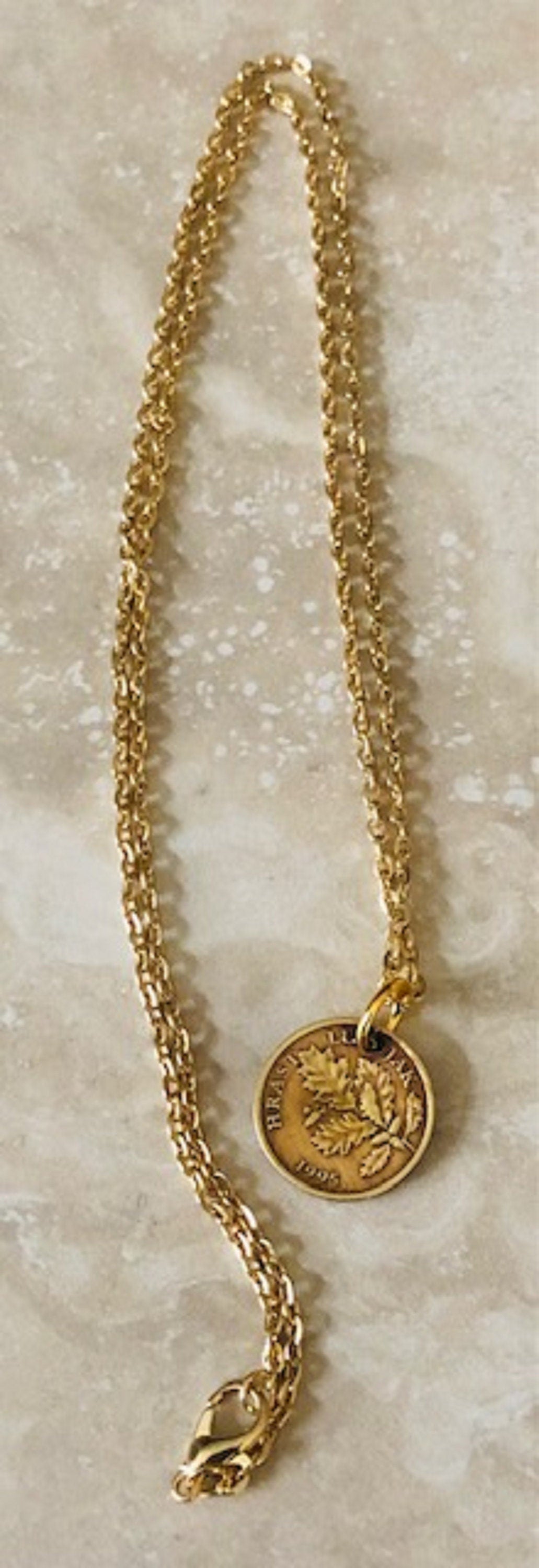 Croatia Coin Necklace Croatian 5 Lipa Coin Pendant Personal Old Vintage Handmade Jewelry Gift Friend Charm For Him Her World Coin Collector