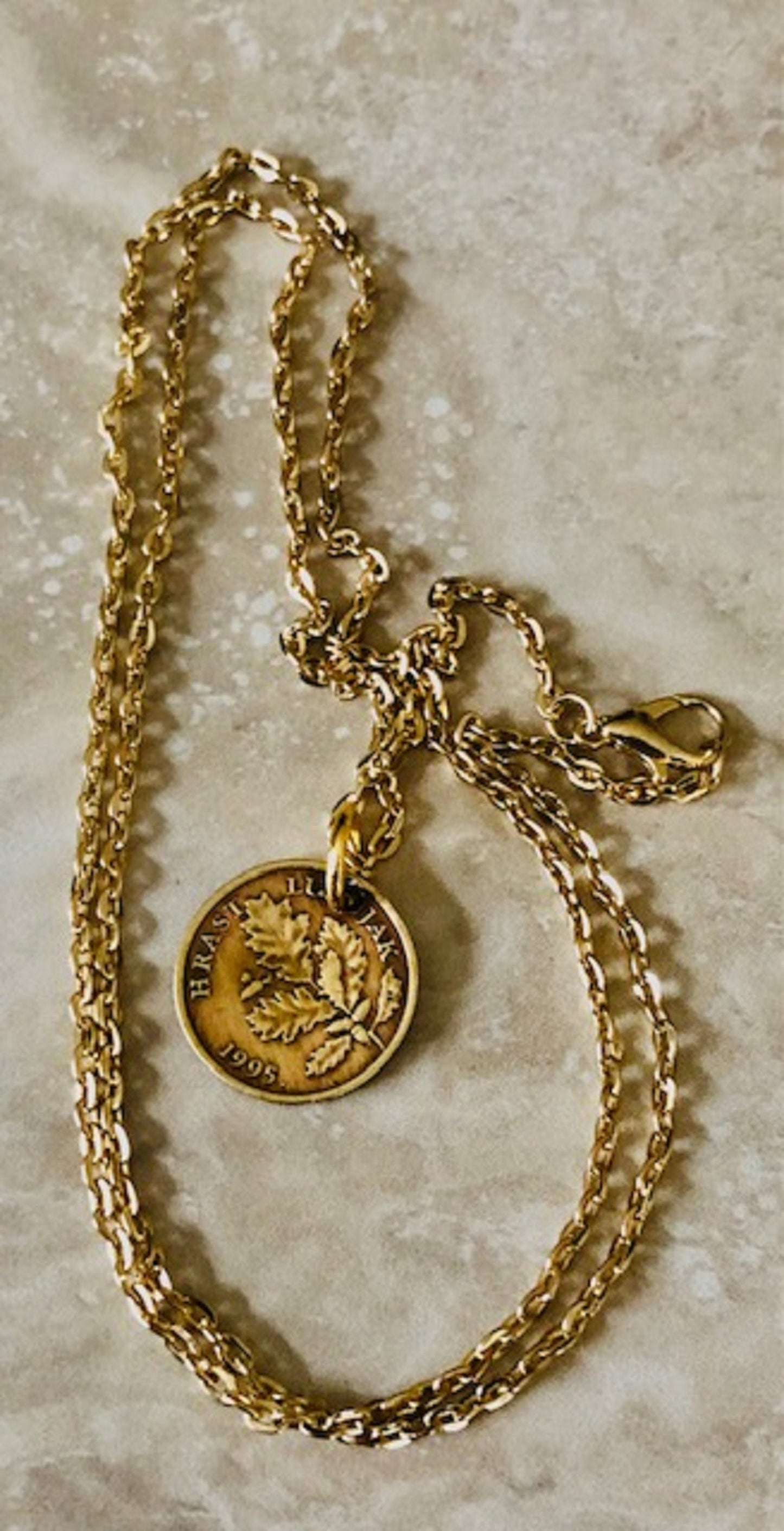 Croatia Coin Necklace Croatian 5 Lipa Coin Pendant Personal Old Vintage Handmade Jewelry Gift Friend Charm For Him Her World Coin Collector