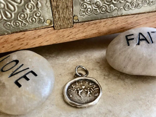Friendship Now and Forever Silver Necklace Pendant– Two People - Two Souls Become One – Jewelry From An Antique Silver Wax Seal– 112