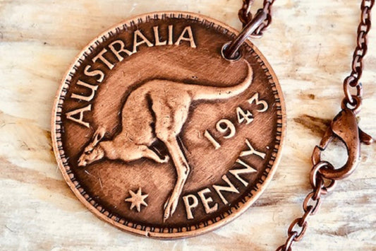 Australia Necklace Coin Australian Large Penny Personal Necklace Vintage Handmade Jewelry Gift Friend Charm For Him Her World Coin Collector