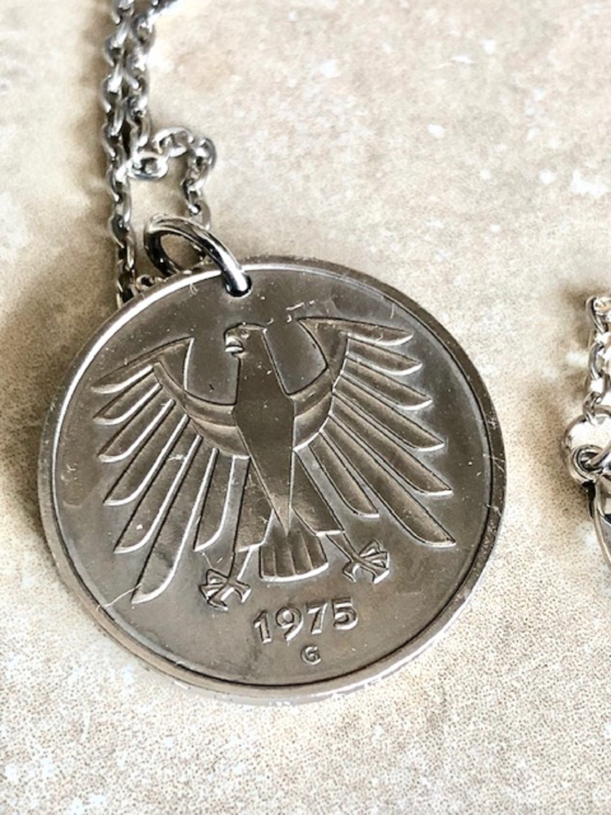 Germany Coin Pendant German 5 Deutsche Mark Coin Necklace Custom Charm Gift For Friend Coin Charm Gift For Him, Coin Collector, World Coins