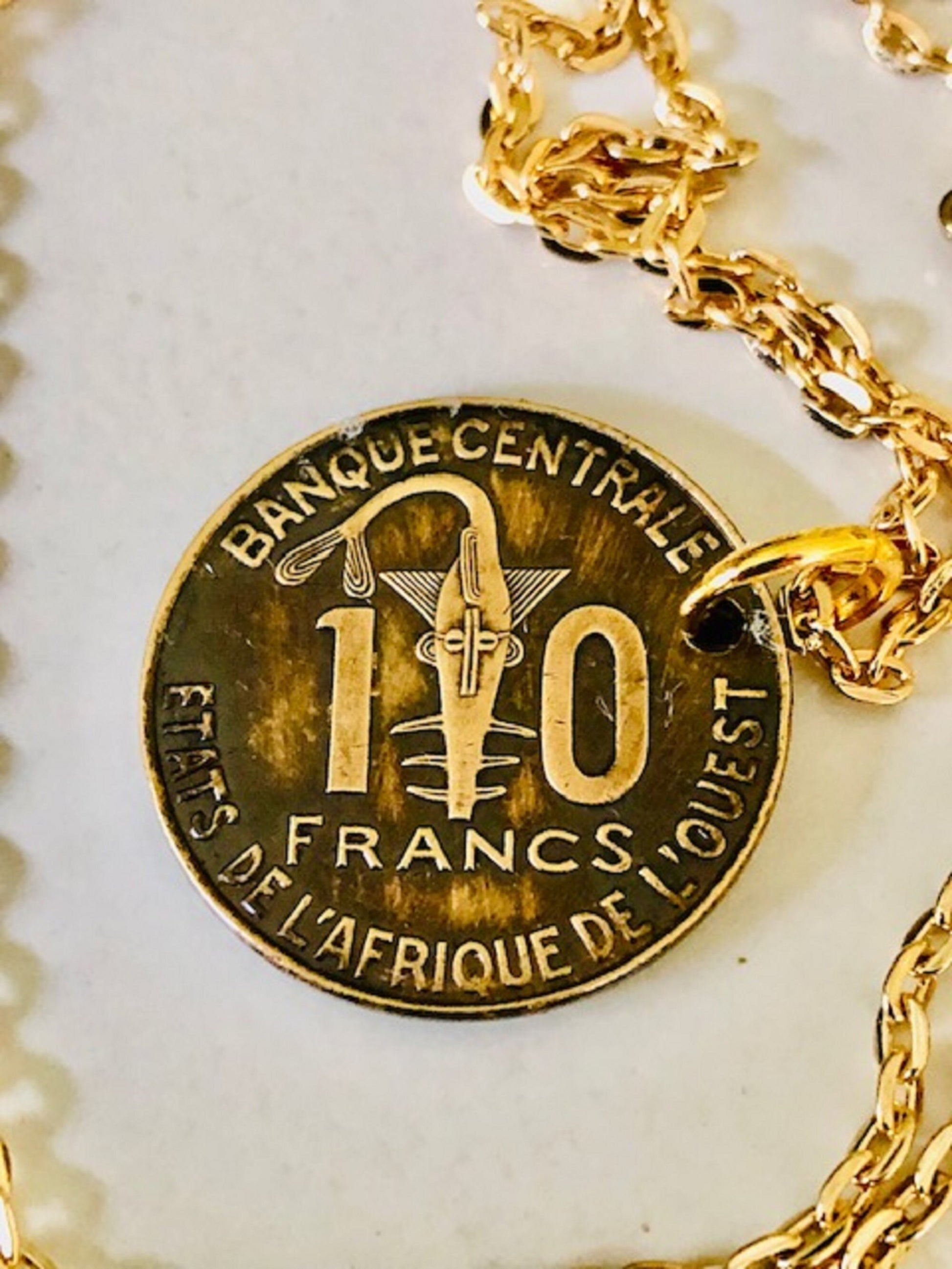 East Africa Coin Necklace 10 Francs African Pendant Jewelry Personal Handmade Jewelry Gift Friend Charm For Him Her World Coin Collector