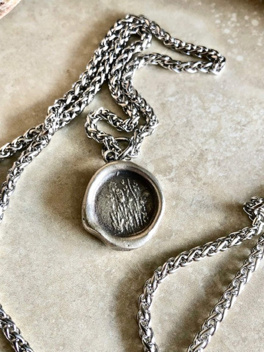 Silver Wild Flowers Pendant Necklace- Joy, Freedom, Run Wild, Free Spirit- Jewelry From An Antique Wax Seal- From Charm Fascinations 102