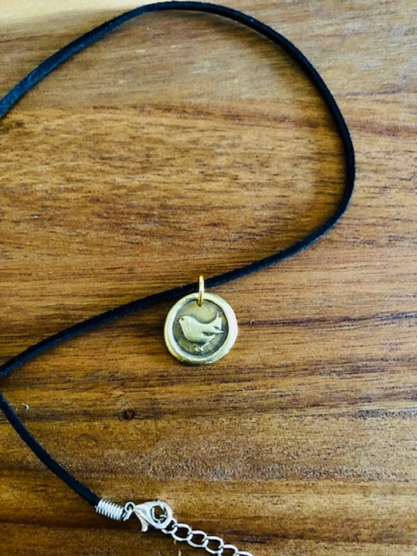 Brass Wren Pendant Necklace - Trust Wings, Strength, Will Power, Determination, Never Give Up, Success - Made From An Antique Wax Seal, 116