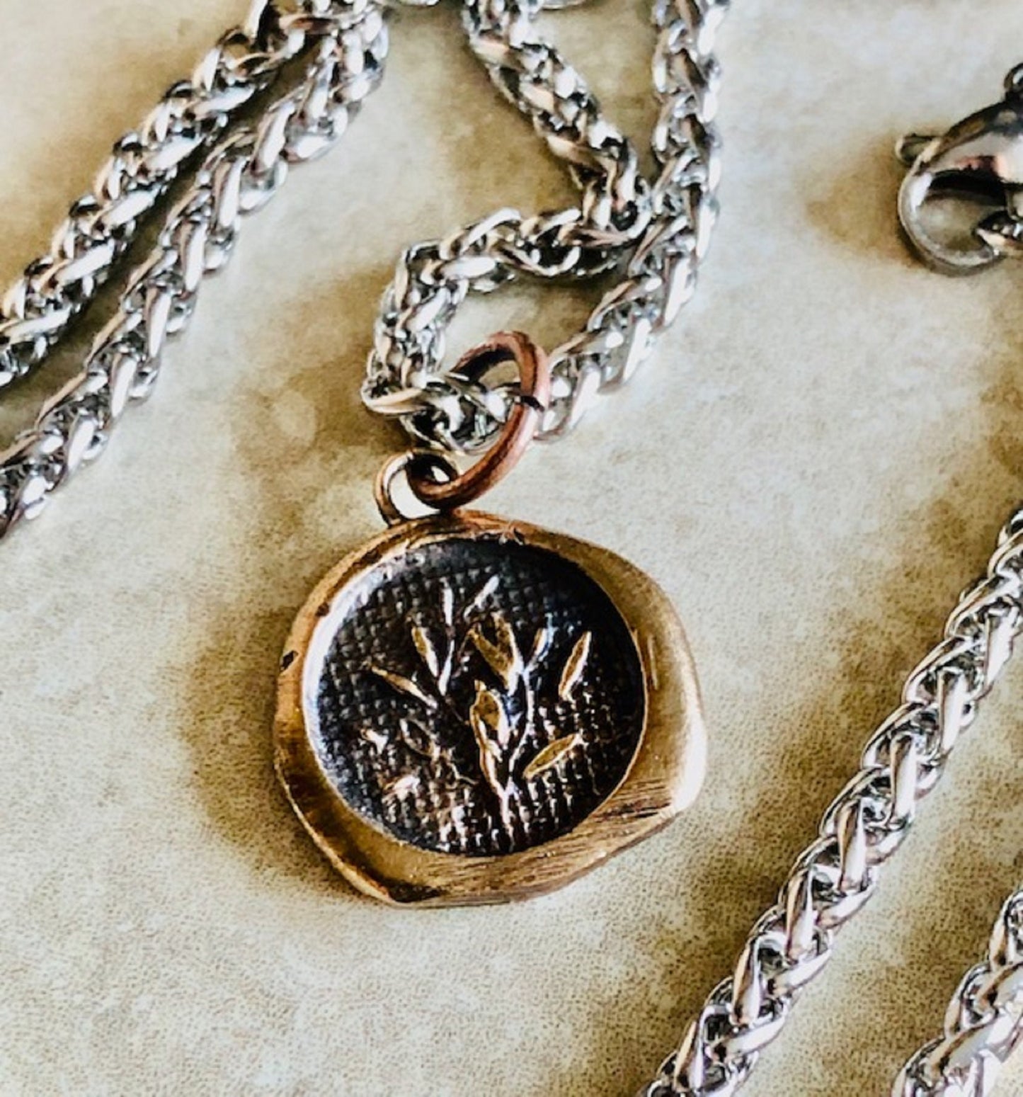 Bronze Laurel Branch Necklace Pendant - Triumph and Achievement, Great Success, Graduation, Jewelry From An Antique Wax Seal Necklace 118