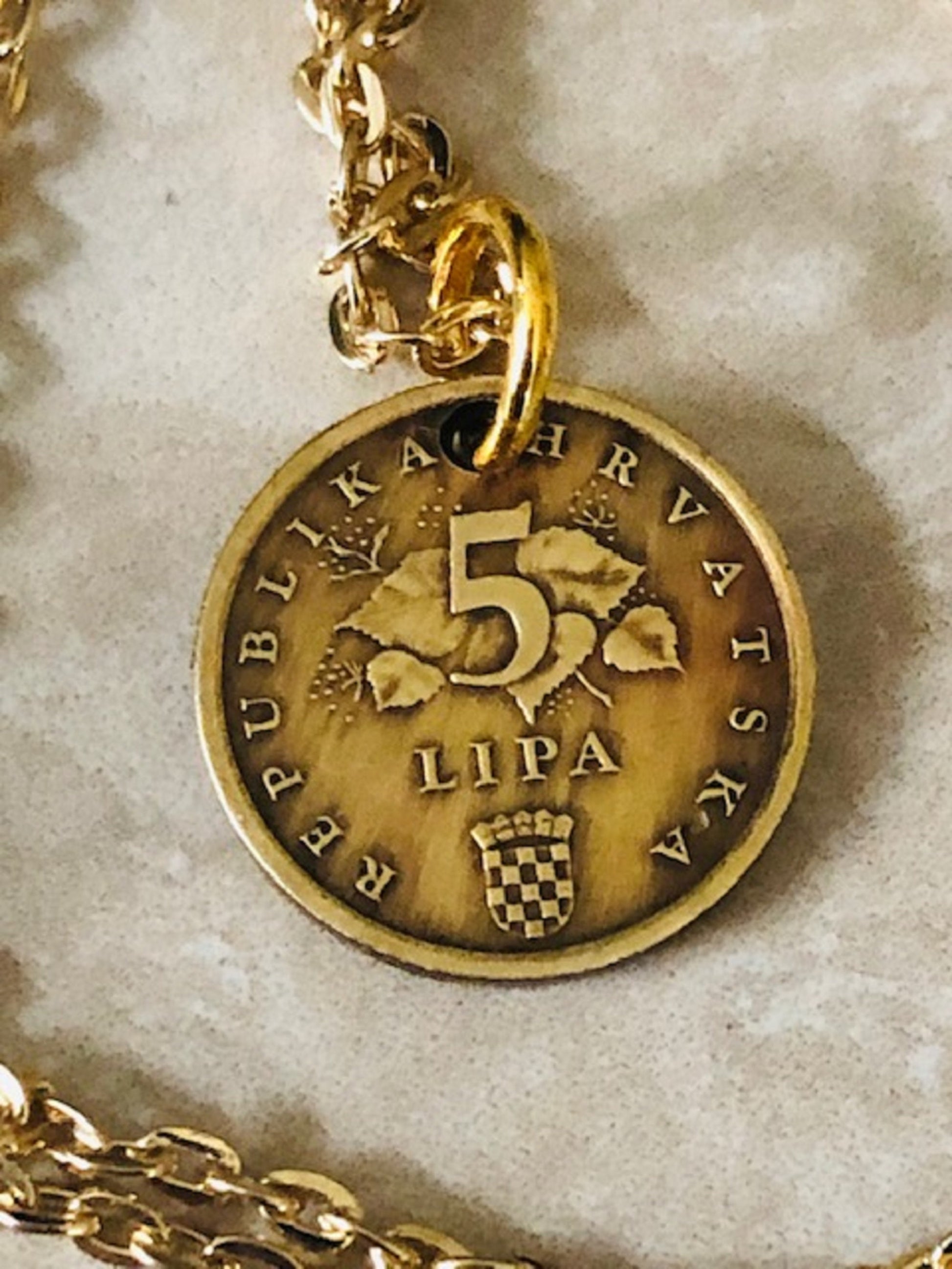 Croatia Coin Necklace Croatian 5 Lipa Coin Pendant Personal Old Vintage Handmade Jewelry Gift Friend Charm For Him Her World Coin Collector