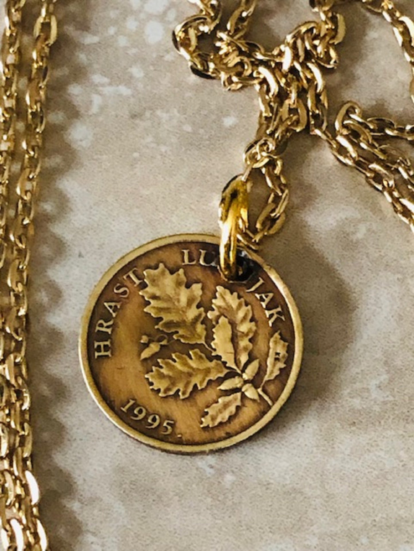 Croatia Coin Necklace Croatian 5 Lipa Coin Pendant Personal Old Vintage Handmade Jewelry Gift Friend Charm For Him Her World Coin Collector