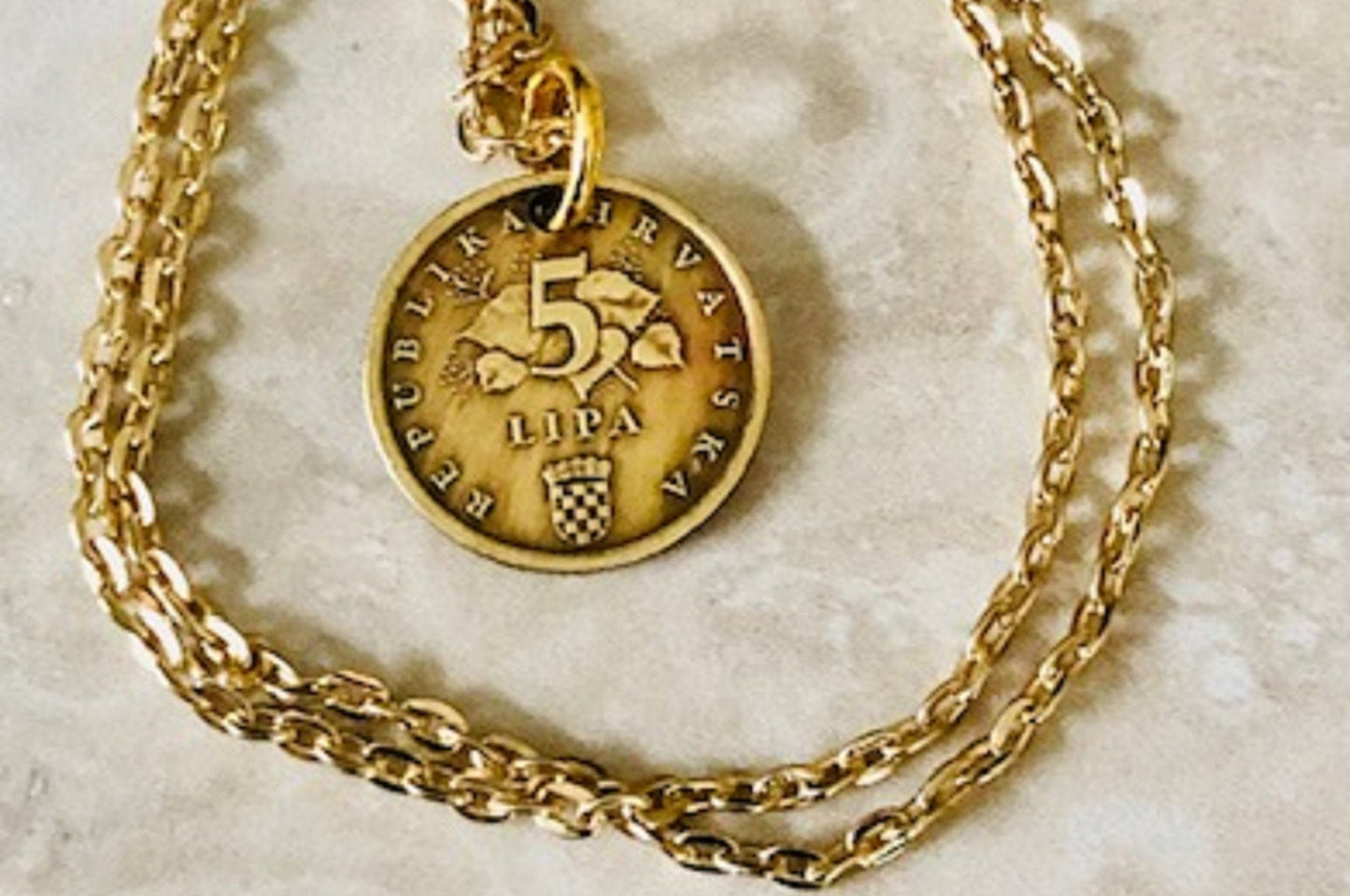 Croatia Coin Necklace Croatian 5 Lipa Coin Pendant Personal Old Vintage Handmade Jewelry Gift Friend Charm For Him Her World Coin Collector