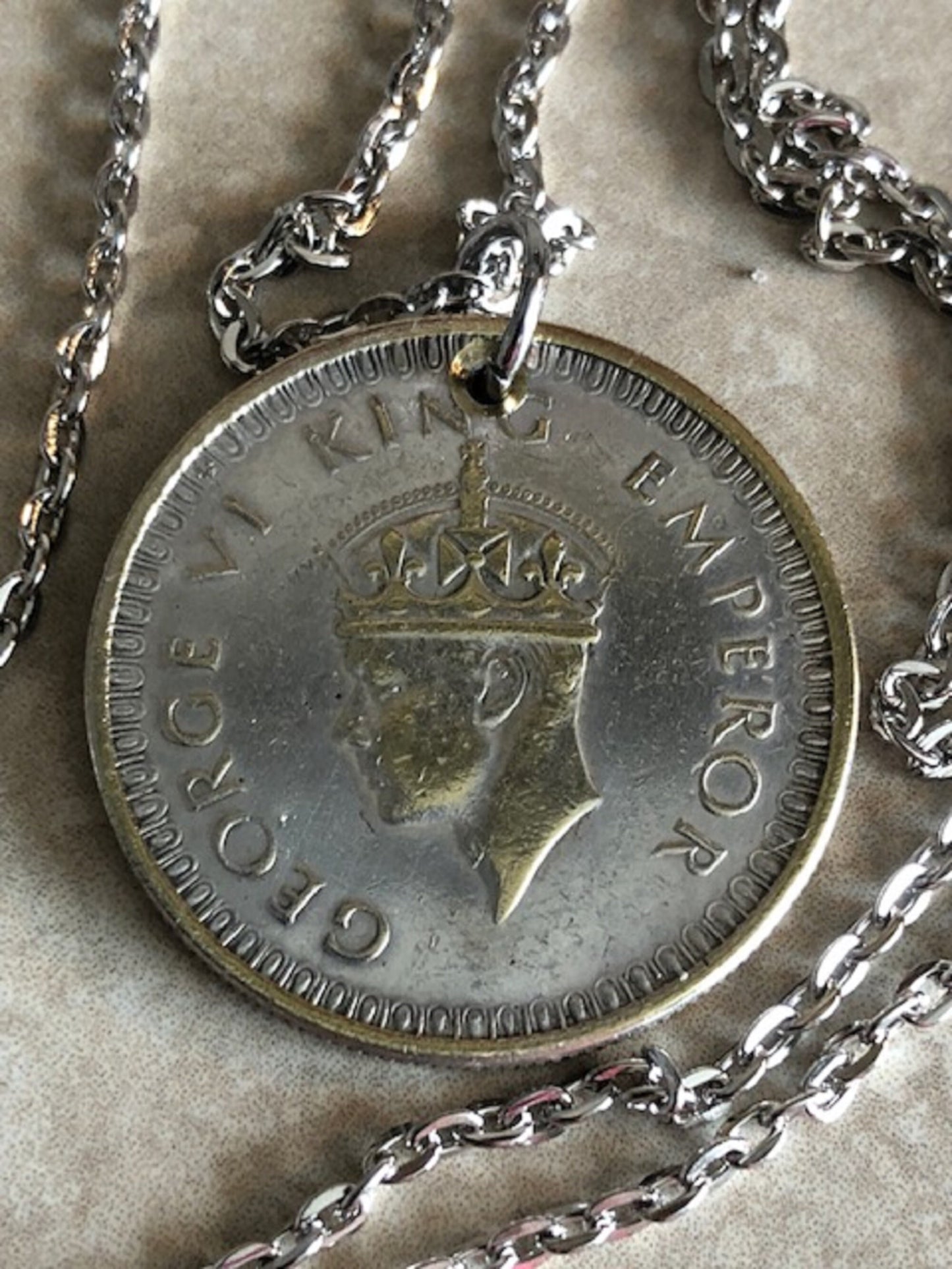 India Coin Pendant East India Replica 1 Rupee 1942 Personal Vintage Handmade Jewelry Gift Friend Charm For Him Her World Coin Collector
