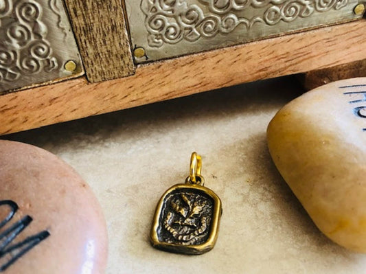 Scottish Thistle Wax Seal Brass Pendant Necklace– Patience, Courage, Strength, Protection, Healing Sweeter After Difficulties Thistle 109