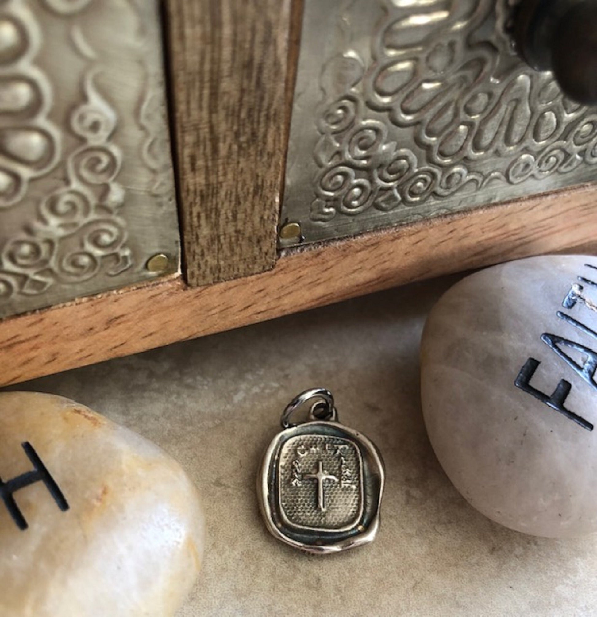 Silver Believe Cross Christian Necklace Pendant – Belief –Protection from Evil – Love of God Antique Eighteenth-Century Wax Seal Jewelry 117