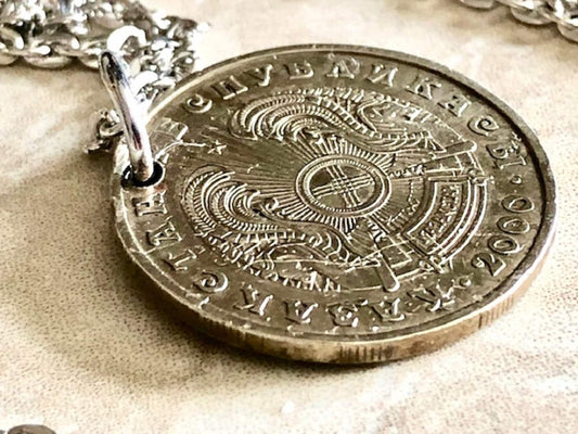 Kazakhstan Coin Necklace 50 Tenge Coin Pendants Vintage Rare Coins Coin Enthusiast Handmade