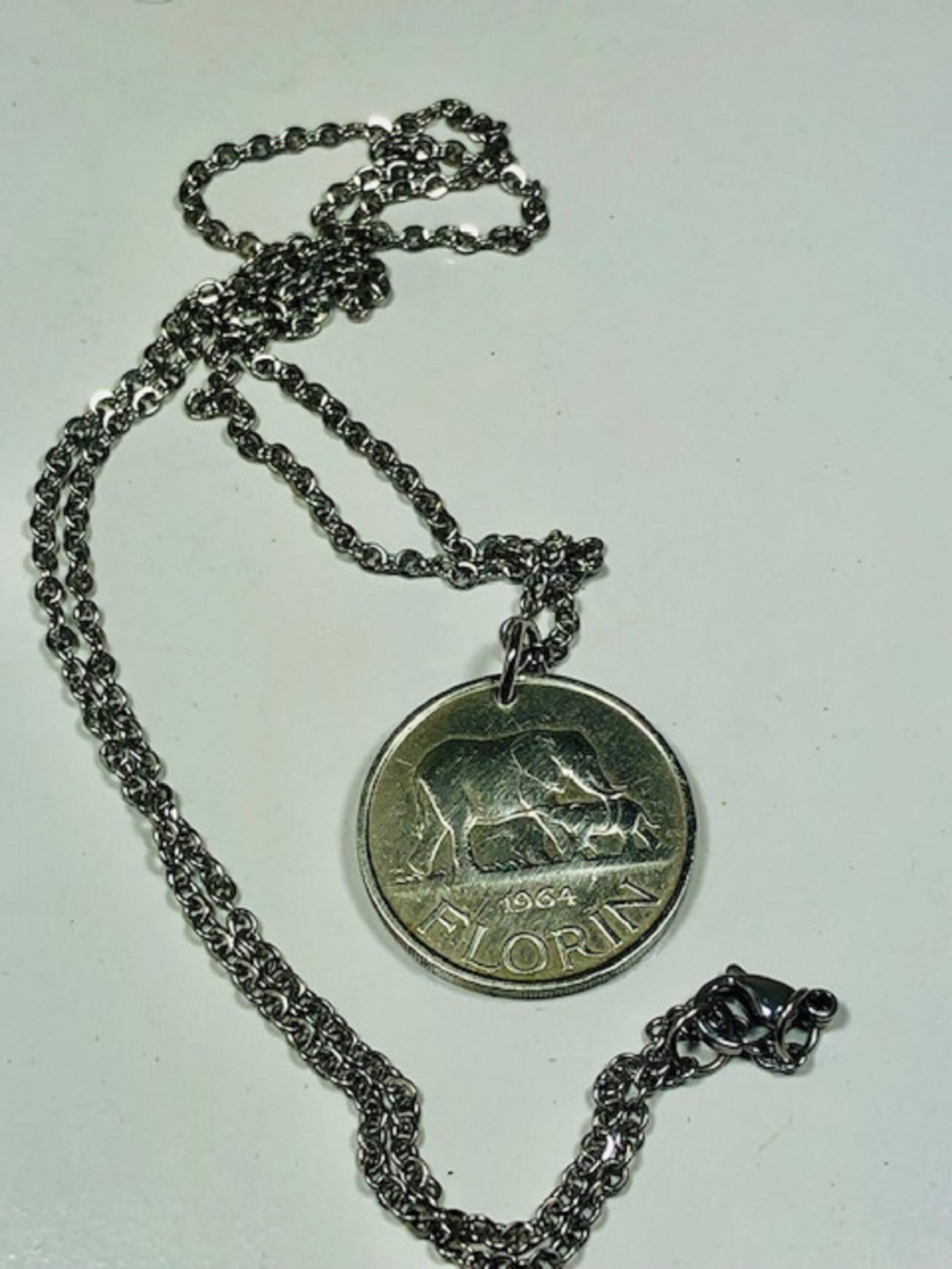 Malawi Coin Necklace 1 Florin 50 Cents African Elephant Calf Personal Handmade Jewelry Gift Friend Charm For Him Her World Coin Collector