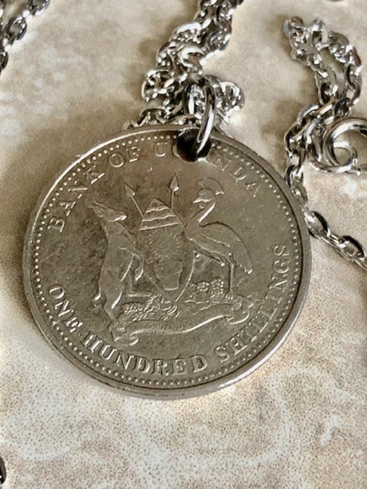 Uganda Coin Necklace 100 Shilling Personal Necklace Old Vintage Handmade Jewelry Gift Friend Charm For Him Her World Coin Collector