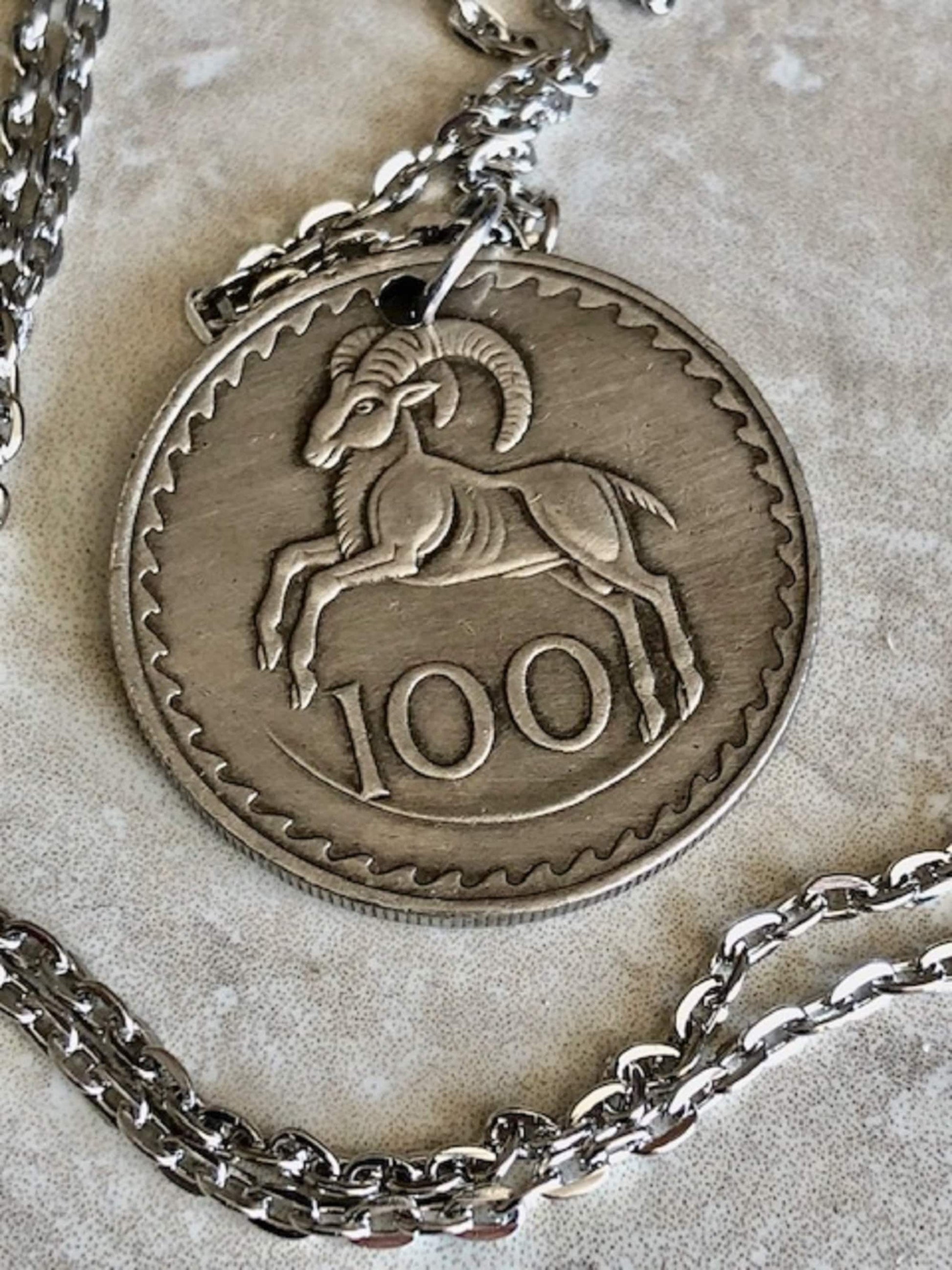 Cyprus Coin Pendant Necklace 100 Kibris Ram Coin Pendant Custom Handmade For Gift For Friend Coin Gift For Him, Coin Collector, World Coins