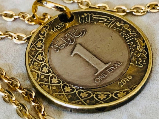 Saudi Arabia Coin Necklace 1 Riyal Coin Pendant Personal Old Vintage Handmade Jewelry Gift Friend Charm For Him Her World Coin Collector
