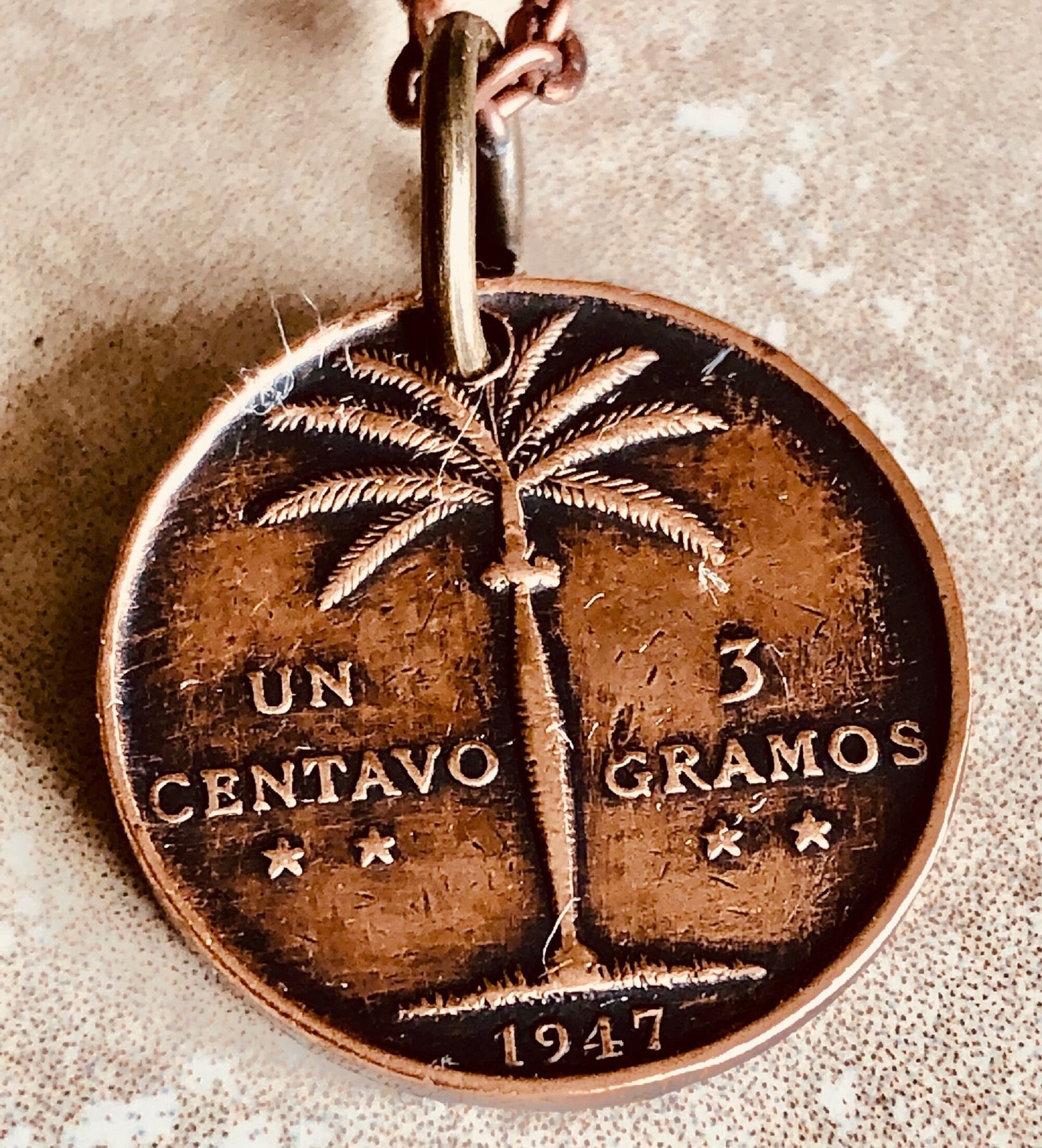 Dominican Republic Coin Necklace 1 Centavos Pendant Personal Vintage Handmade Jewelry Gift Friend Charm For Him Her World Coin Collector