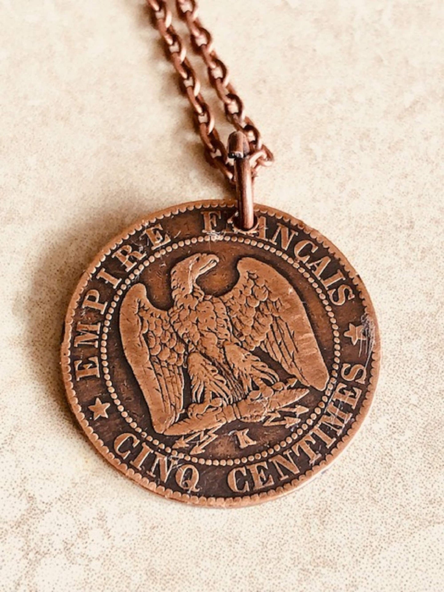 France Coin Necklace French Pendant 1855 10 Dix Centimes Liberty Equality Fraternity Jewelry Gift Friend Charm Him Her World Coin Collector