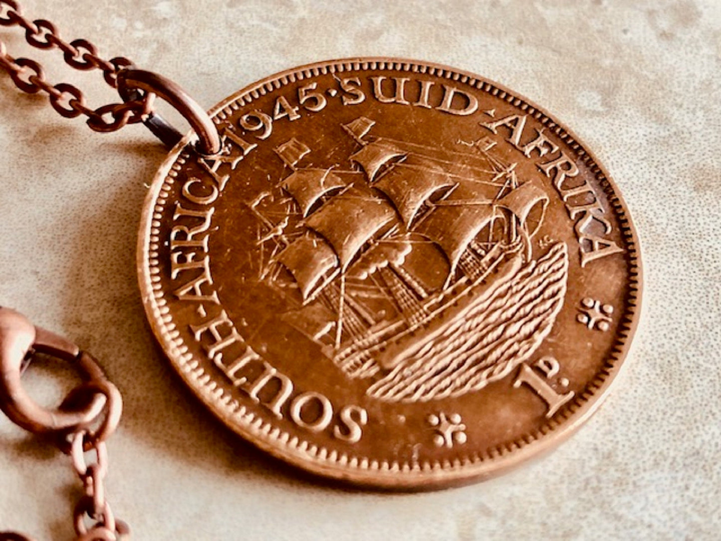 South Africa Coin Necklace Africka Pendant Personal Old Vintage Handmade Jewelry Gift Friend Charm For Him Her World Coin Collector