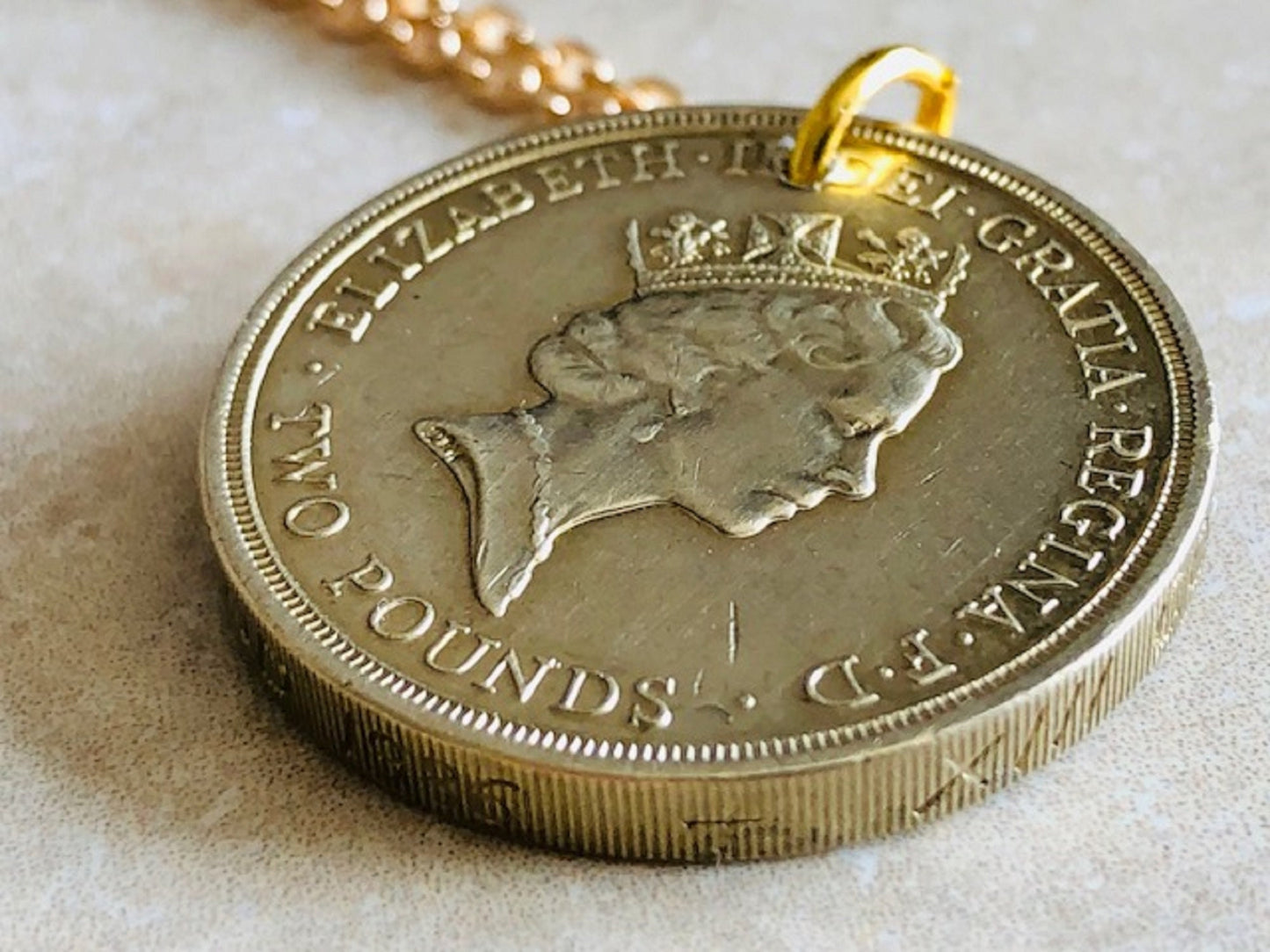 British Dove of Peace 2 Pound Coin United Kingdom Queen Elizabeth II Jewelry Custom Made Vintage and Rare coins - Coin Enthusiast