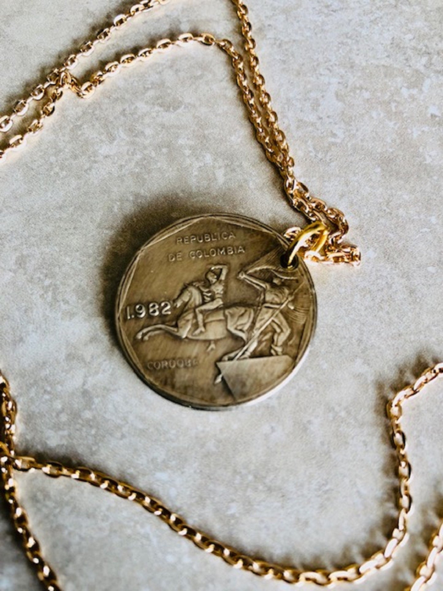 Colombia Coin Pendant Columbian Necklace Custom Made Coin Charm Gift For Friend Charm Gift For Him, Her, Coin Collector, World Coins