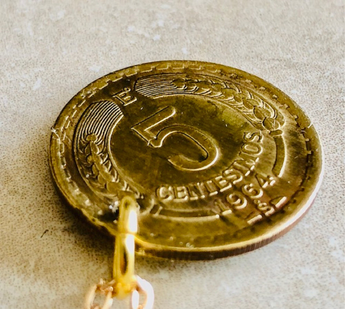 Colombia 5 Centesimos Eagle Coin Necklace Columbian Pendant Rare Find Vintage Antique Finished By Hand Personal & Limited Supply -