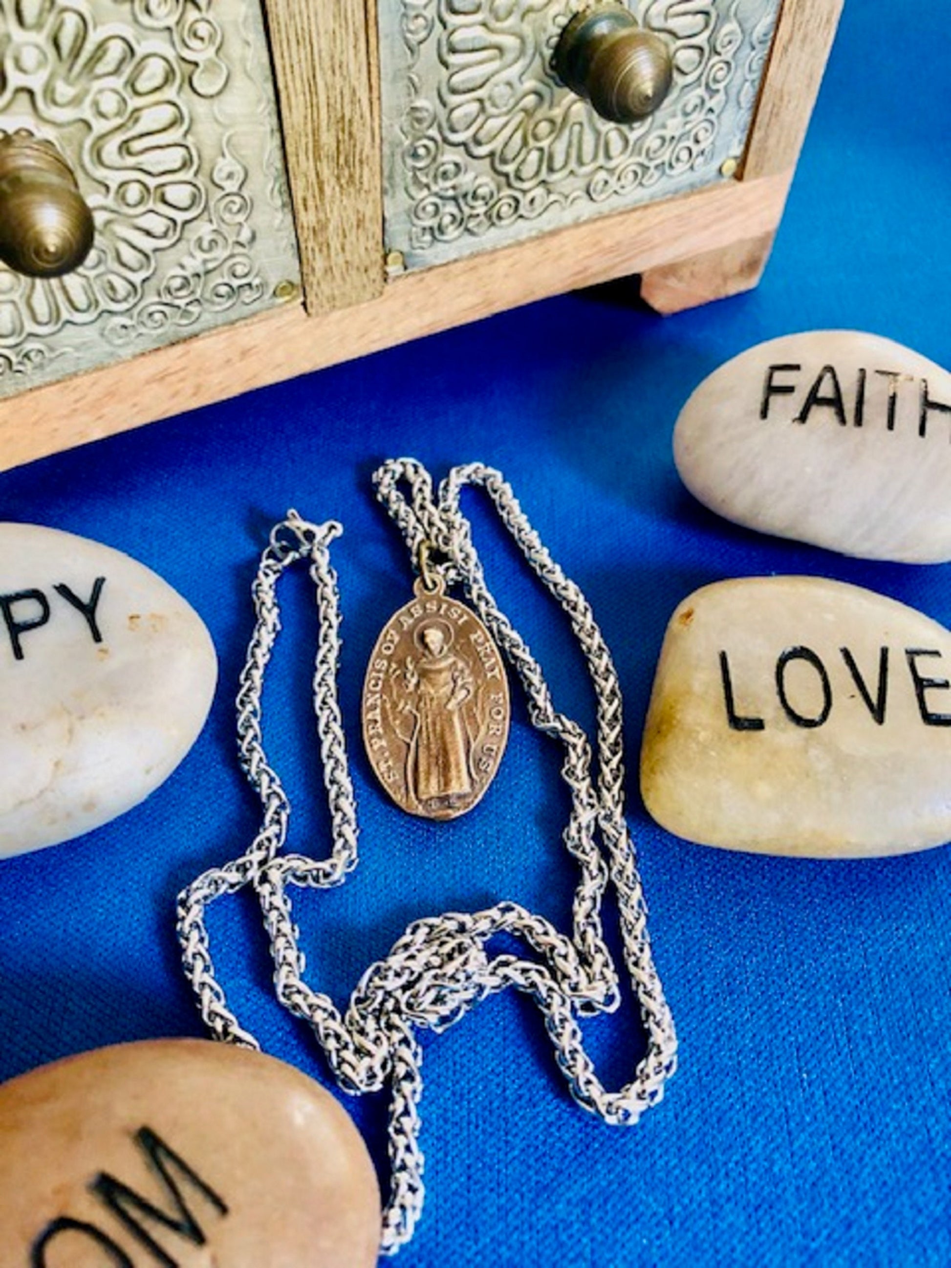 St. Francis of Assisi Wax Seal Antique Brass Pendant – Patron Saint of Animals and the Environment -Antique Wax Seal- Charm Fascinations 124