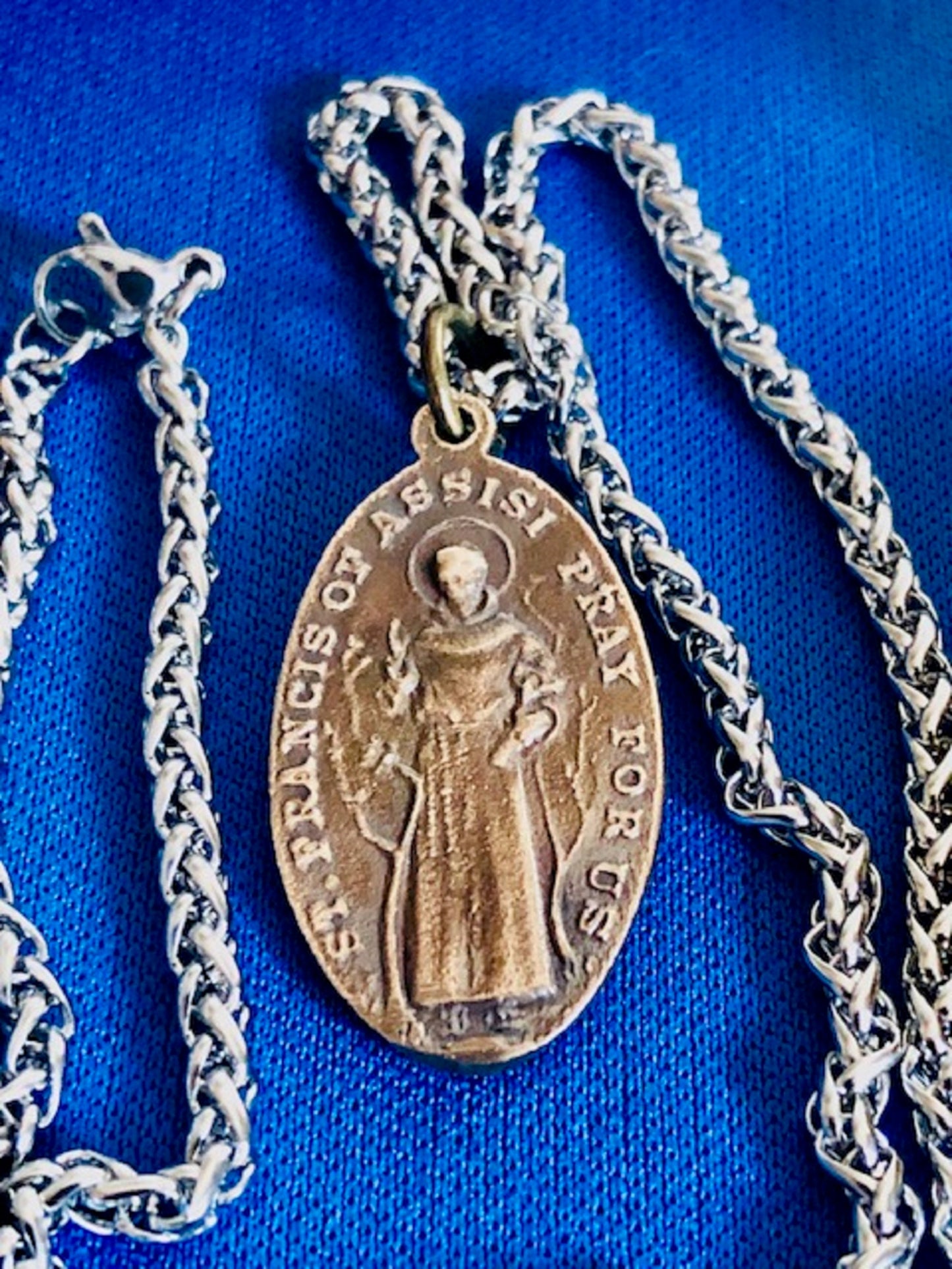 St. Francis of Assisi Wax Seal Antique Brass Pendant – Patron Saint of Animals and the Environment -Antique Wax Seal- Charm Fascinations 124