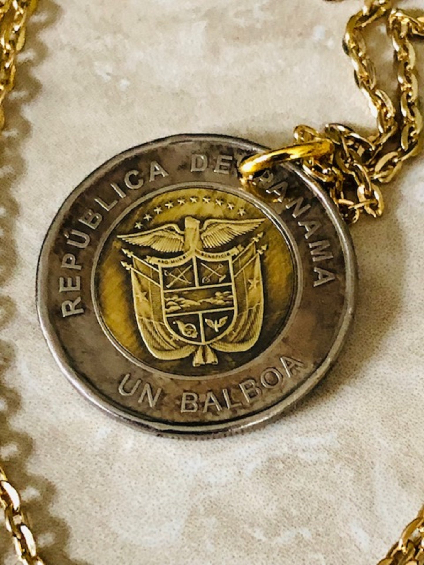 Panama Coin Necklace Santa Maria Basilica Panamanian Personal Vintage Handmade Jewelry Gift Friend Charm For Him Her World Coin Collector