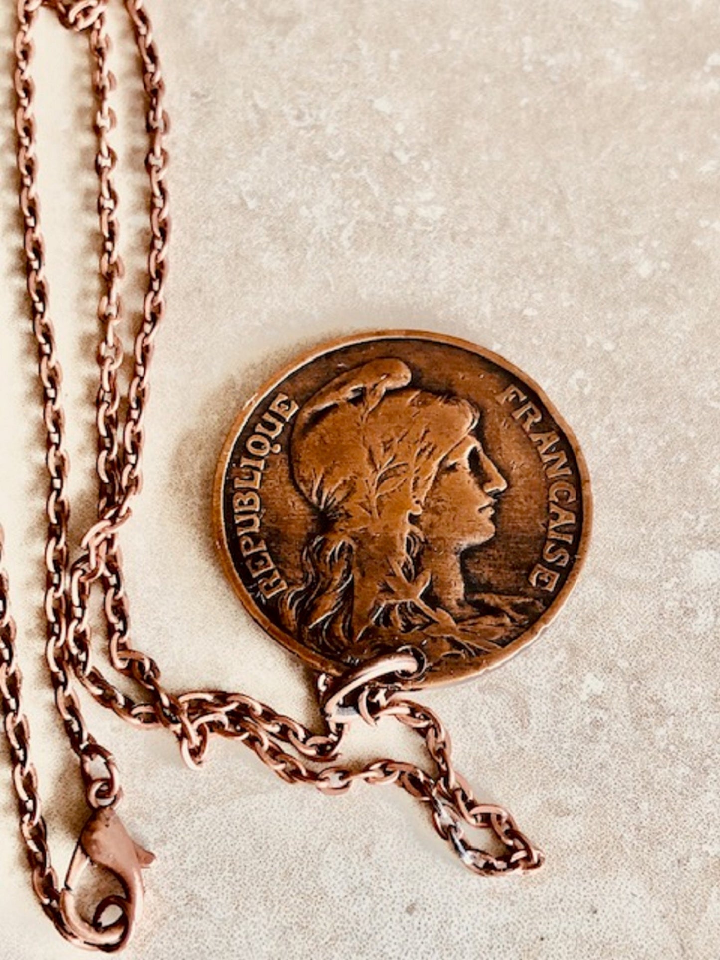 France Coin Necklace French Pendant 10 Centimes Liberty Equality Fraternity Personal Jewelry Gift Friend Charm Him Her World Coin Collector