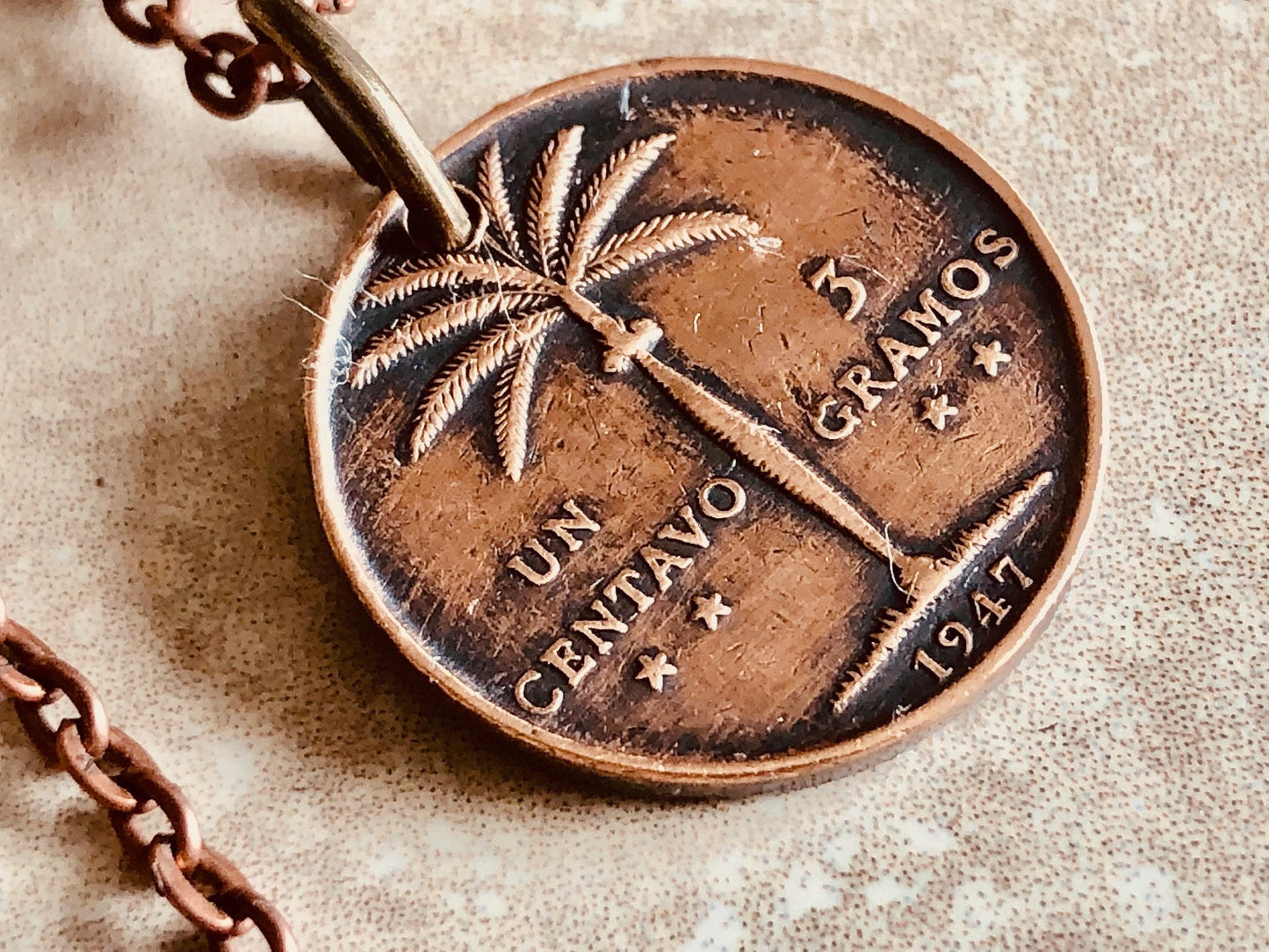 Dominican Republic Coin Necklace 1 Centavos Pendant Personal Vintage Handmade Jewelry Gift Friend Charm For Him Her World Coin Collector