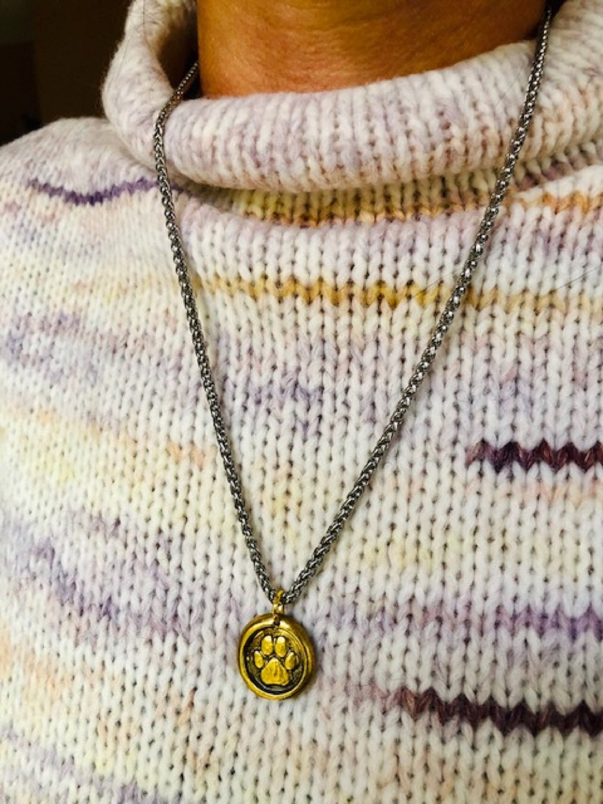 Brass St. Francis Pendant Necklace - Strength Protection- Antique Wax Seal –Charm Fascination Brass Pendant 136