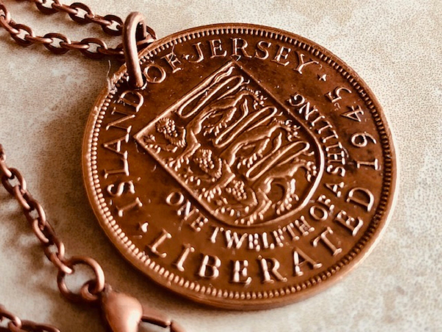 Bailiwick of Jersey Coin Shilling Necklace Jewelry Pendant Custom Made Vintage and Rare coins - Coin Enthusiast - Fashion Accessory