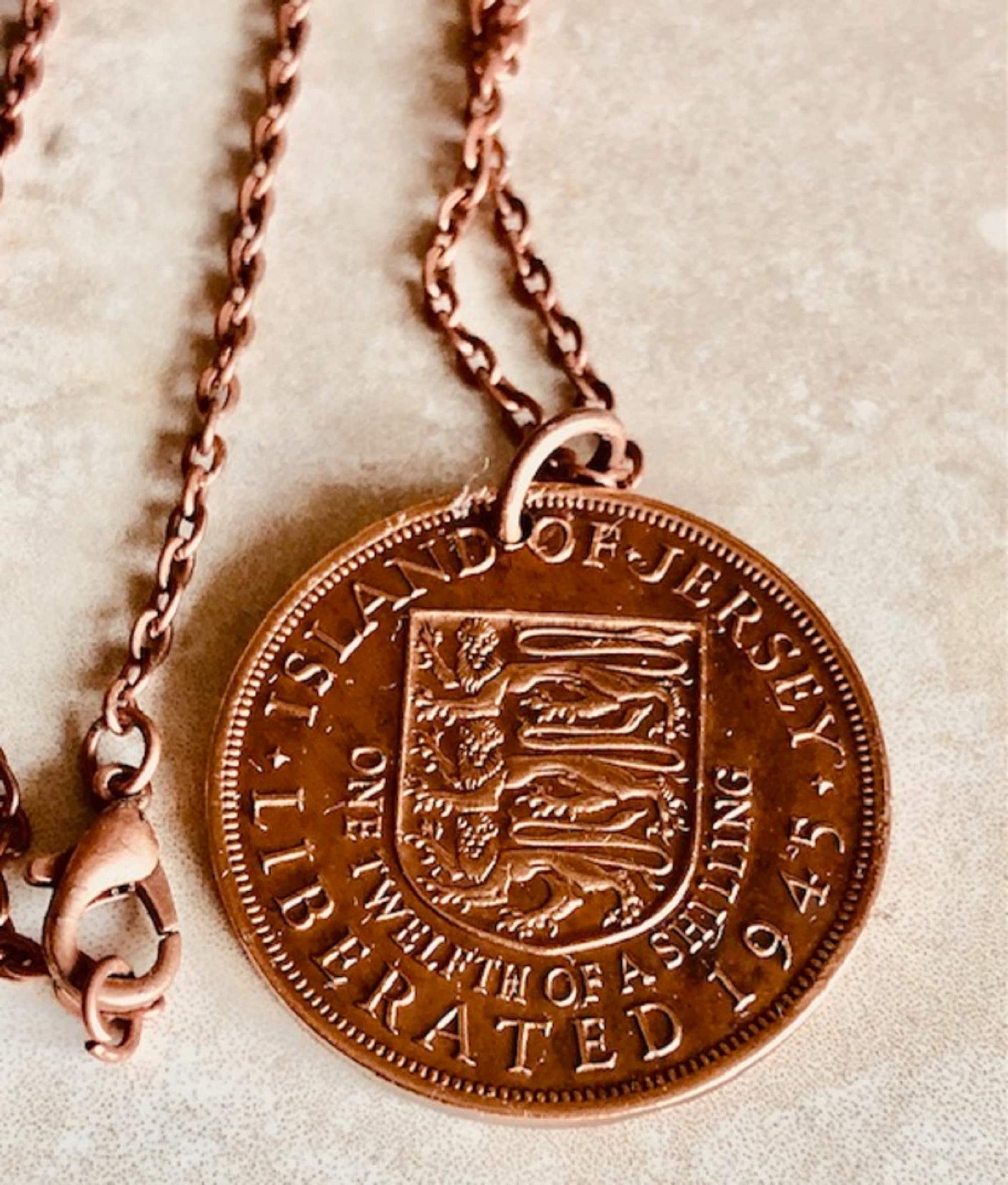 Bailiwick of Jersey Coin Shilling Necklace Jewelry Pendant Custom Made Vintage and Rare coins - Coin Enthusiast - Fashion Accessory