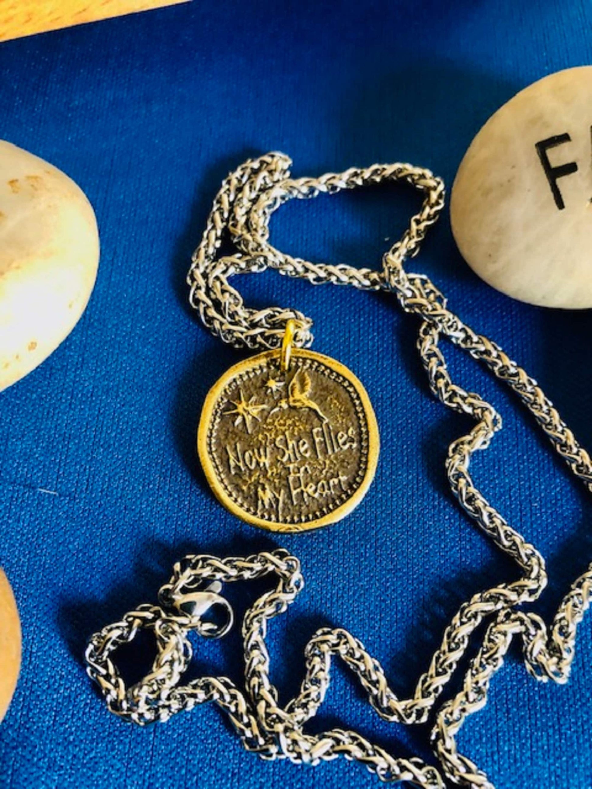 Brass Wax Seal Now She Flies in My heart Hummingbird-Remember Positivity Life Joy Good Luck Antique Pendant Necklace- Charm Fascination 138