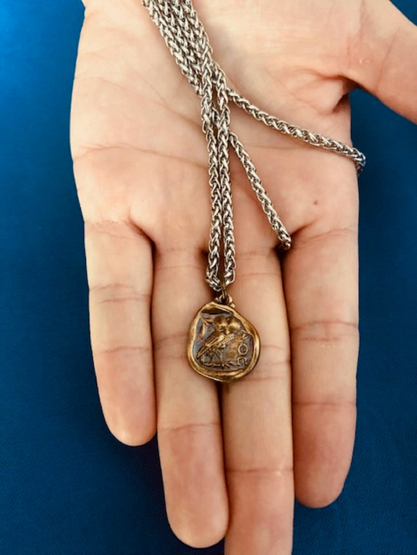 Wax Seal Antique Bronze Owl Pendant - Prudence, Wisdom, and Wit - Jewelry from an Antique Wax Seal - Charm Fascinations 122